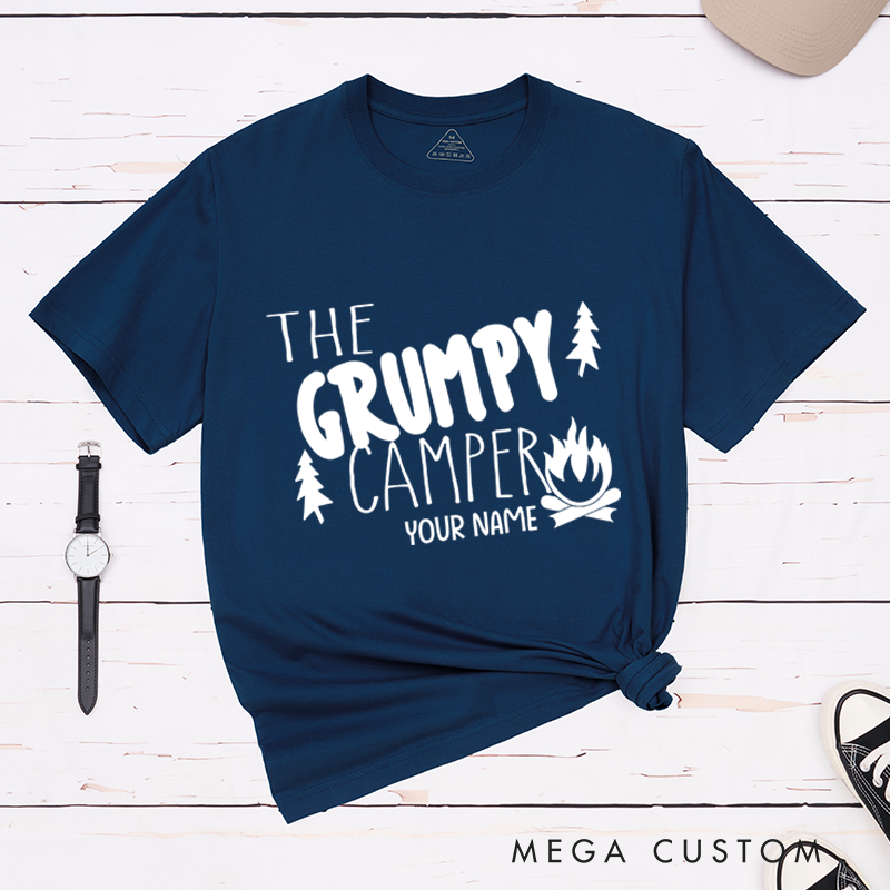 Personalized The Grumpy Camper T-Shirt Mountain Group Camping Hiking Travel Shirt Adventurers Lovers Gift