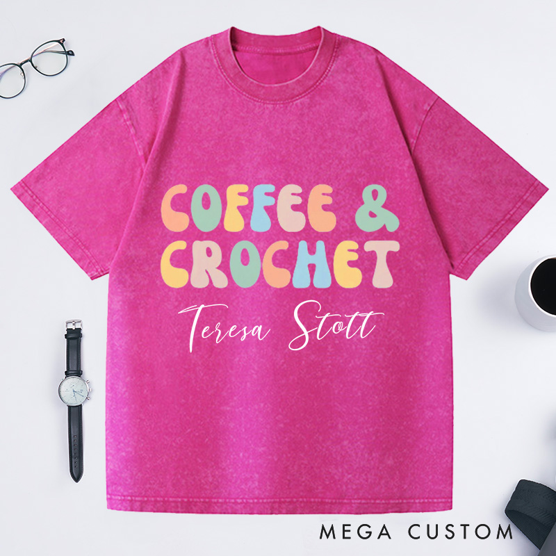 Personalized Crochet Comfort Colors Washed T-Shirts Crocheting Apparel Shirt Custom Tee