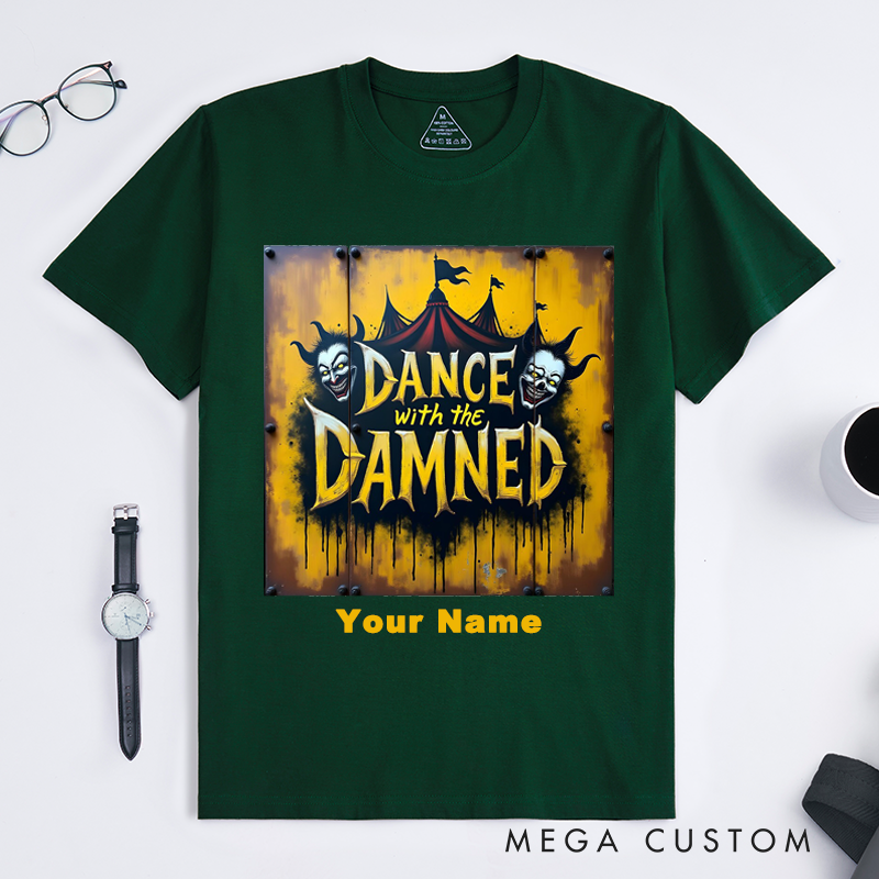 Personalized Dance Clown T-Shirts Custom Name Scary Horror Gift for Men Halloween Spooky Top Unique Novelty Personalized Apparel