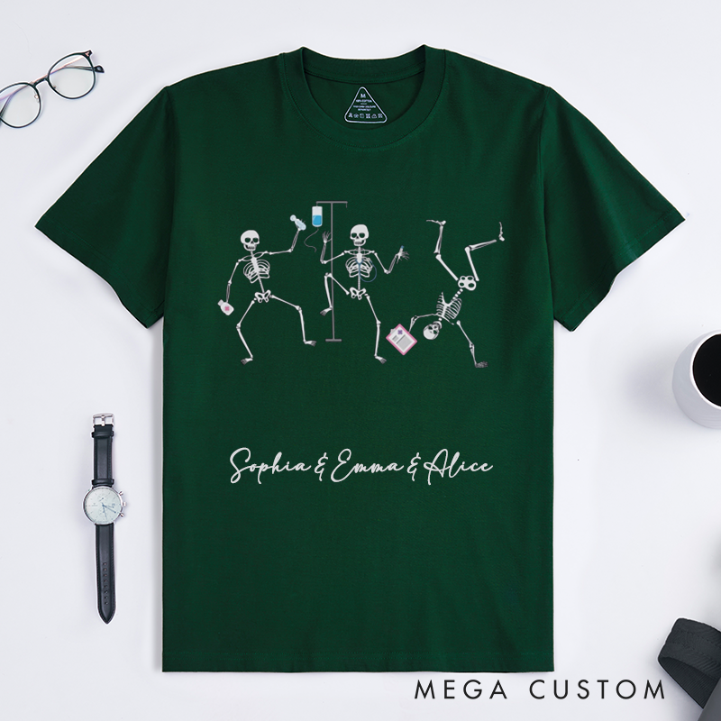 Personalized Skeleton Doctor Dance T-Shirts Custom Name Gift for Dance Lover Present for Friends and Family
