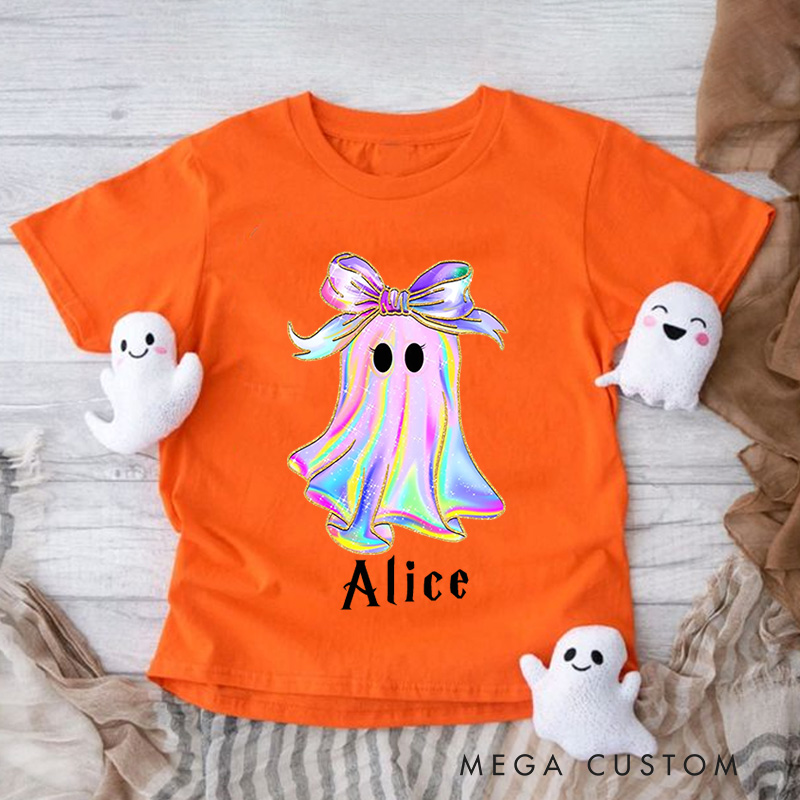 Personalized Halloween Girls Ghost T-Shirt Cute Toddler Halloween T-Shirt Boo Girls T-Shirt