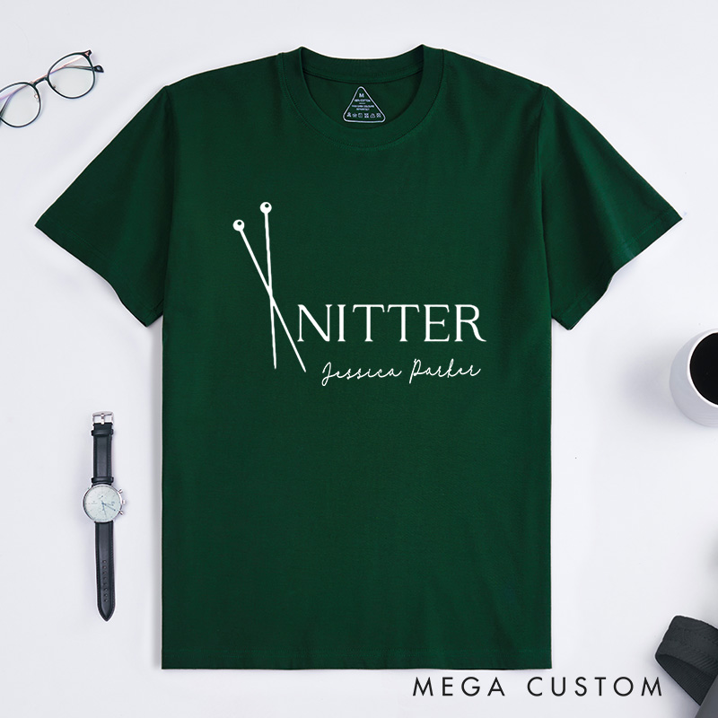 Personalized Knitter Needles Classic T-Shirts Knitting Shirt Knit T-Shirt Yarn Lover Graphic Tee