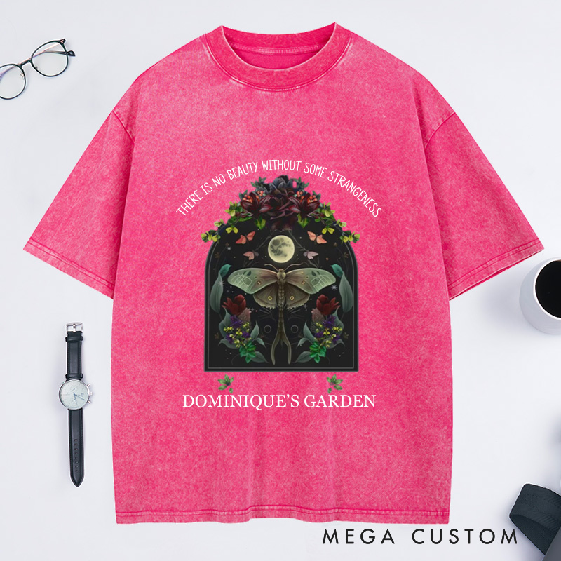 Personalized There is No Beauty without Some Strangeness Washed T-Shirts Dark Academia Bookish Gift Night Garden Literary Quote Shirt Bookish Tee