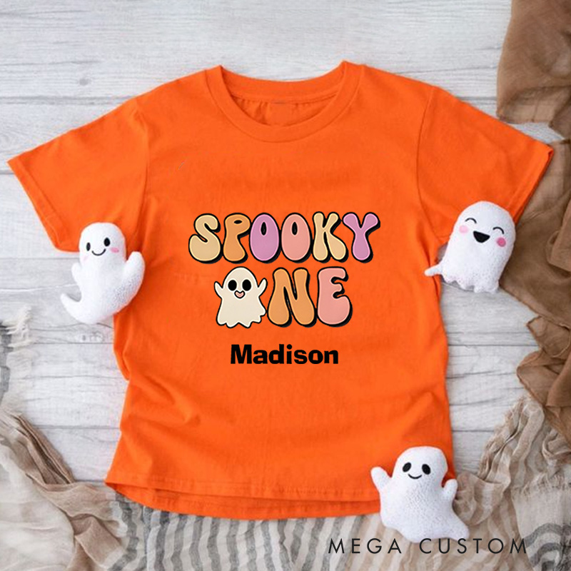 Personalized Spooky One Halloween Shirt for Kids Perfect for Celebrating First Halloween Memories and Seasonal Fun Kids T-Shirt