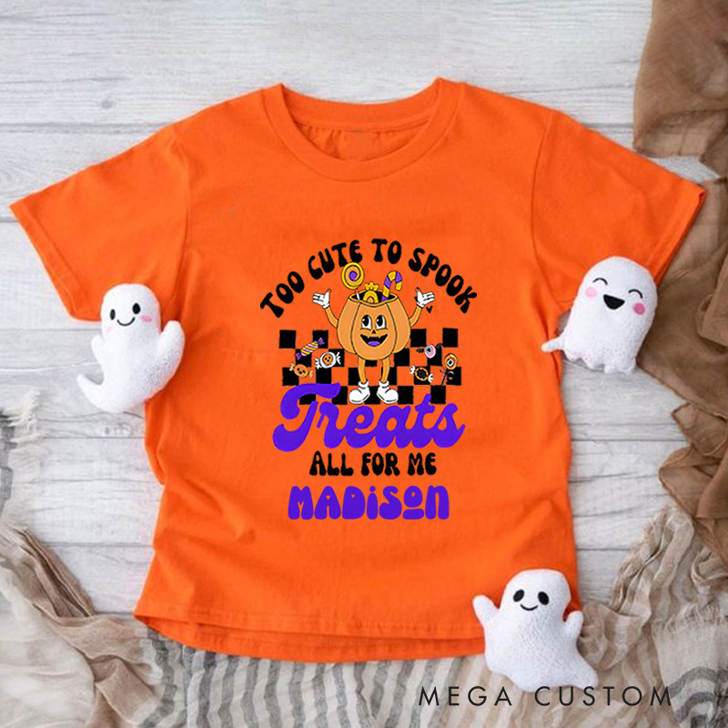 Personalized Too Cute to Spook Halloween Shirt for Kids Perfect for Creating a Delightful and Festive Look for Halloween Kids T-Shirt