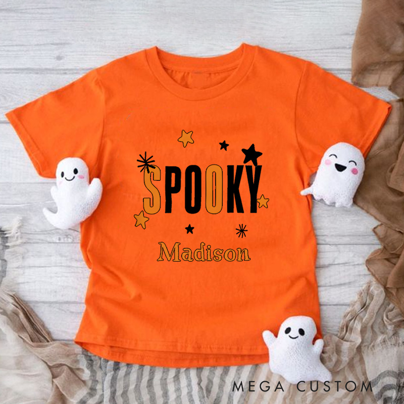 Personalized Spooky Halloween Shirt for Kids Great for Adding a Stylish and Festive Touch to Outfits During Halloween Kids T-Shirt