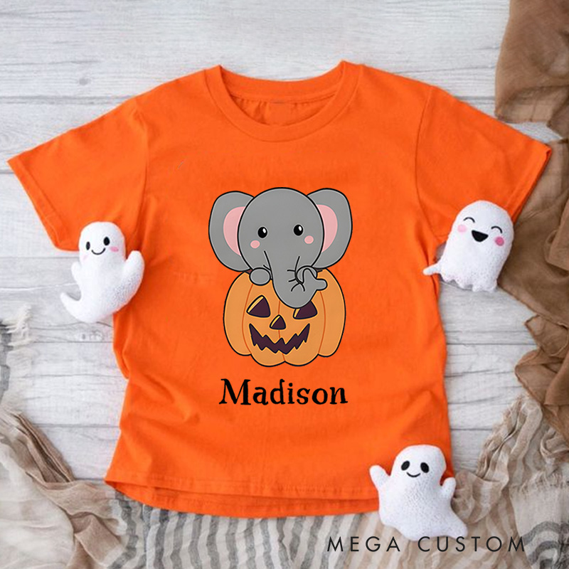 Personalized Adorable Halloween Elephant Shirt for Kids Perfect for Fun and Festive Celebrations During Halloween Kids T-Shirt