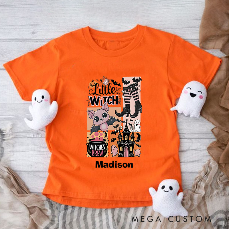 Personalized Little Witch Halloween Shirt for Kids Perfect for Embracing the Spooky Spirit and Halloween Fun Kids T-Shirt