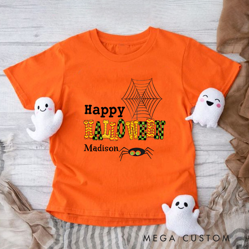 Personalized Happy Halloween Shirt for Kids Perfect for Celebrating Festive Moments and Trick or Treating Fun Kids T-Shirt