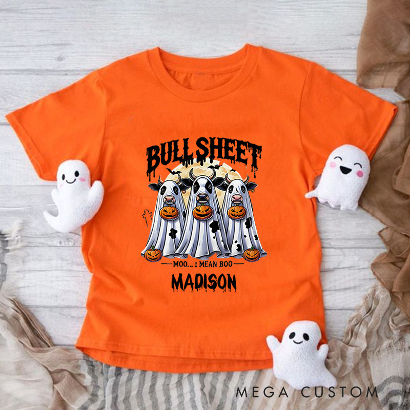 Personalized Bullsheet Halloween Shirt for Kids Perfect for Adding Humor and Festive Fun to Trick or Treating Outfits Kids T-Shirt