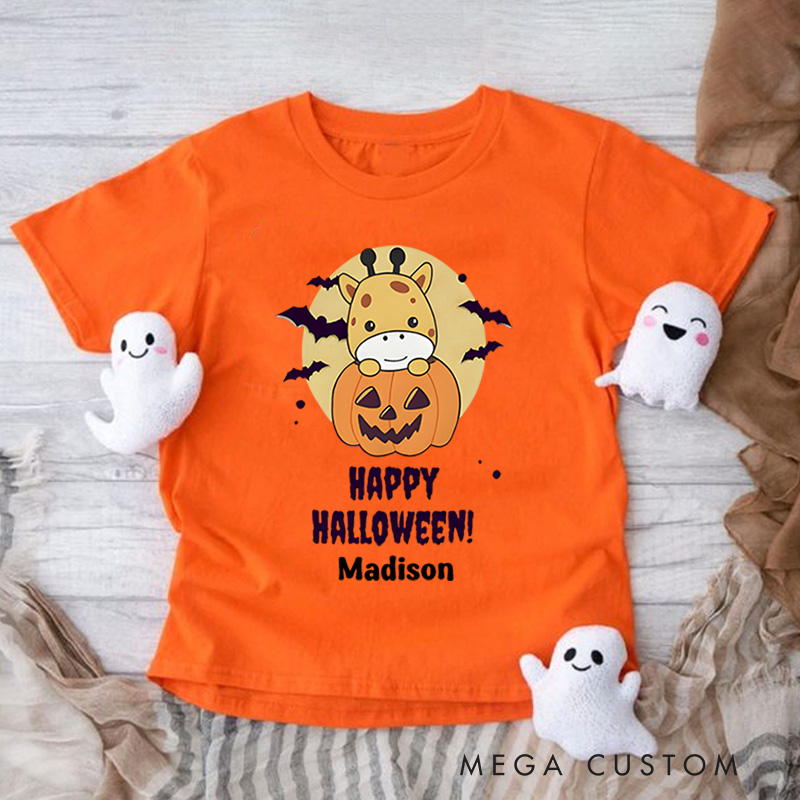 Personalized Happy Halloween Shirt for Kids Perfect for Adding Cheerful and Festive Vibes to Halloween Celebrations Kids T-Shirt