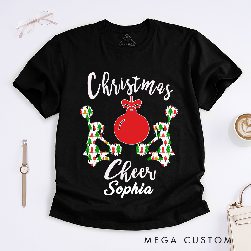 Personalized Christmas Cheerleader Dance Gift Women Custom Name Xmas Tree Pattern Ornament Cute Unique Present for Girls