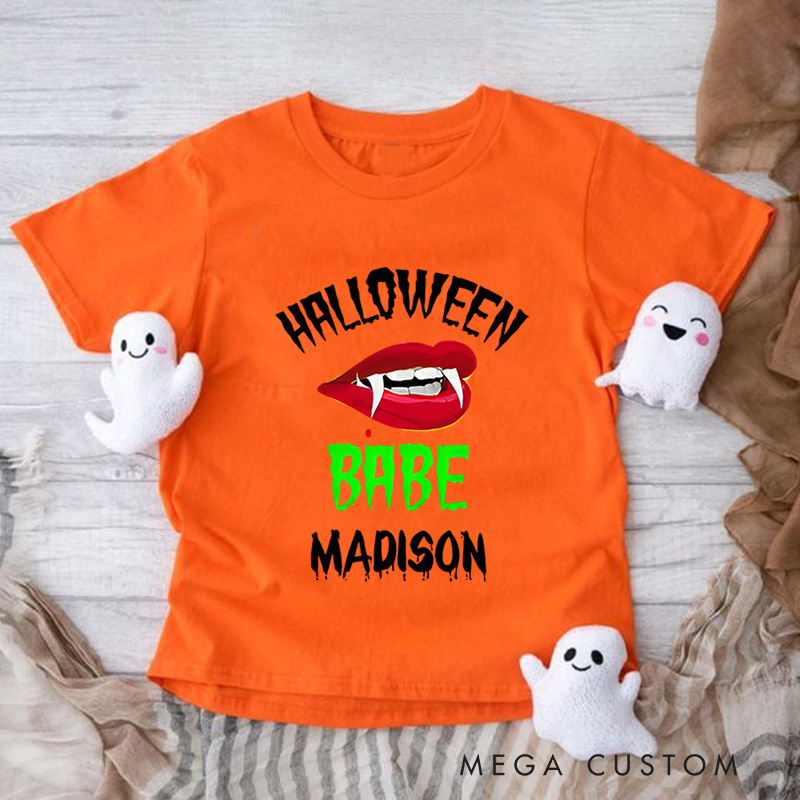 Personalized Halloween Babe Shirt for Kids Perfect for Adding a Stylish and Fun Touch to Halloween Celebrations Kids T-Shirt