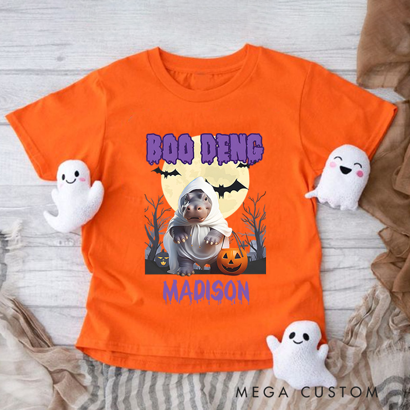 Personalized Boo Deng Halloween Shirt for Kids Perfect for Fun and Spooky Seasonal Celebrations During Halloween Kids T-Shirt
