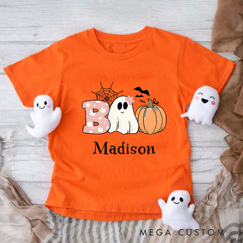 Personalized Boo Halloween Shirt for Kids Perfect for Adding a Cute and Spooky Vibe to Trick or Treating Outfits Kids T-Shirt