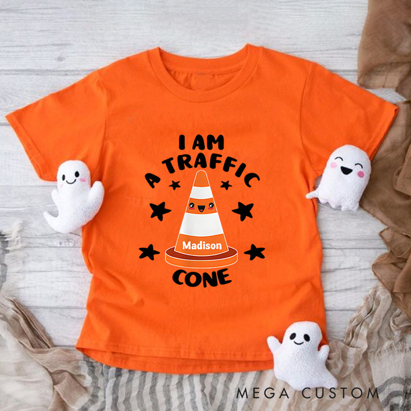 Personalized Traffic Cone Halloween Shirt for Kids Perfect for Adding a Fun and Unique Touch to Halloween Outfits Kids T-Shirt