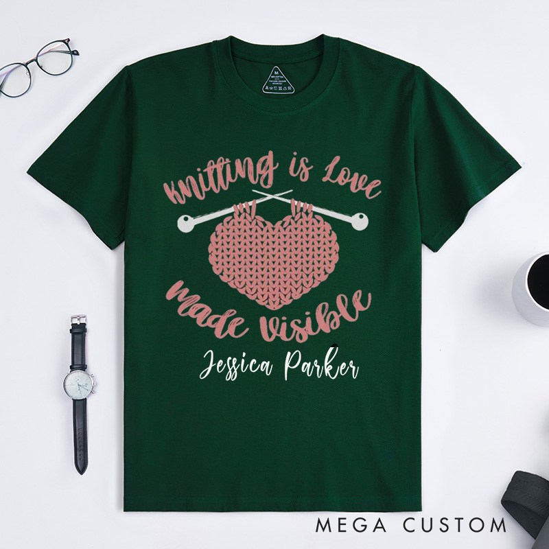 Personalized Knitting Classic T-Shirts Knitter Gift Love to Knit Custom Tee