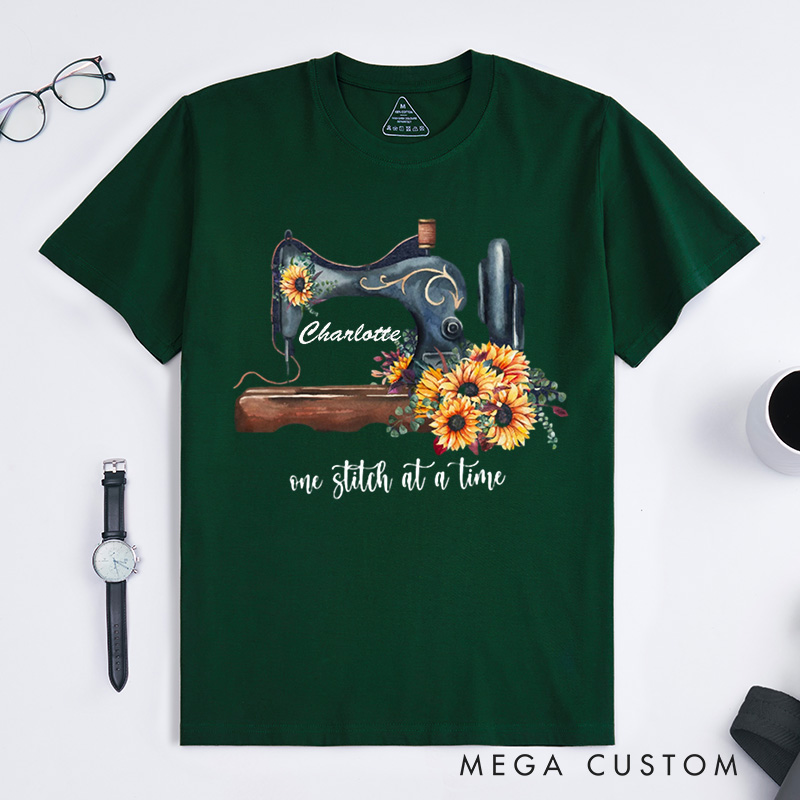 Personalized Sunflower Sewing Classic T-Shirts Cute Gift for Sewing Lover Quilting Tee Gift for Quilter Seamstress Gifts