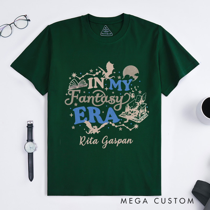 Personalized in My Fantasy Era Classic T-Shirts Book Dragon T-Shirt Fantasy Readers Book Club Book Lover Gift Bookworm Tee