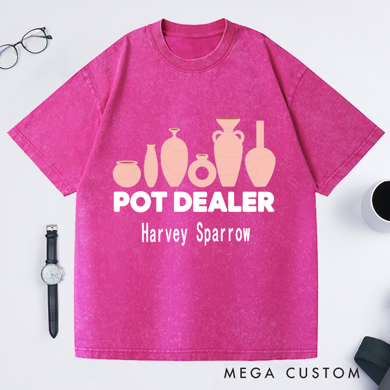 Personalized Pot Dealer Washed T-Shirts Pottery Lover Gift Potters Gifts Clay Tshirt Custom Tee