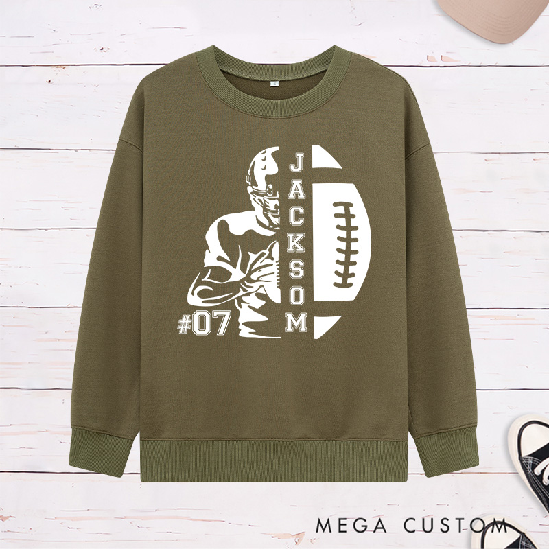 Personalized American Football Sweatshirt with Custom Name and Number for Game Day