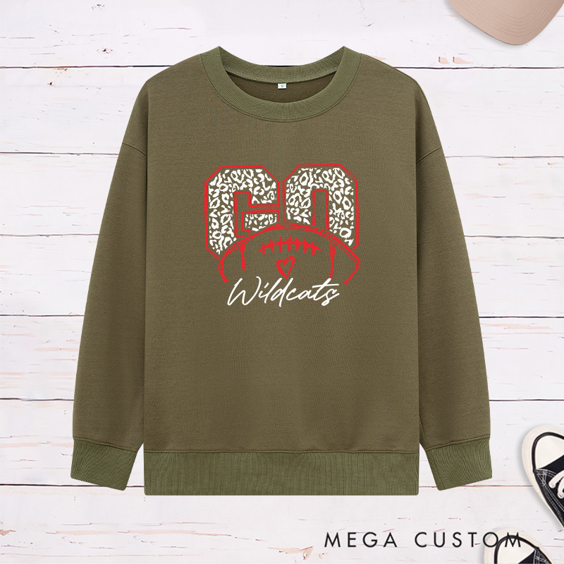Personalized American Football Leopard Sweatshirt Featuring Custom Your Team Name on the Front