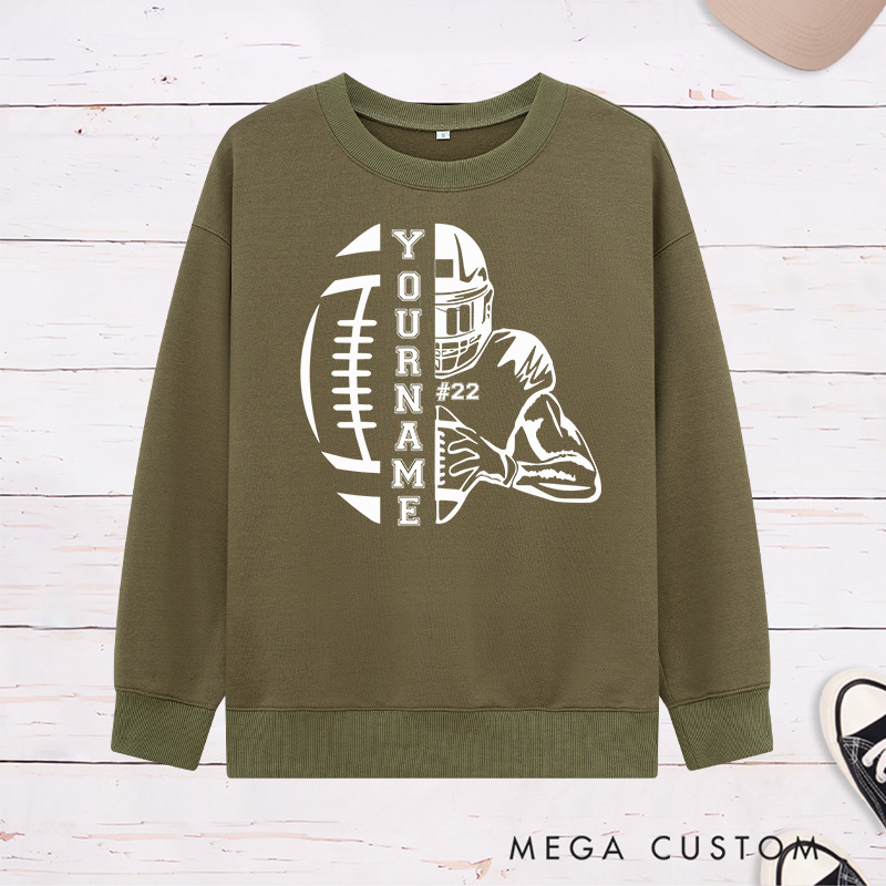 Personalized American Football Sweatshirt with Custom Player Name and Number