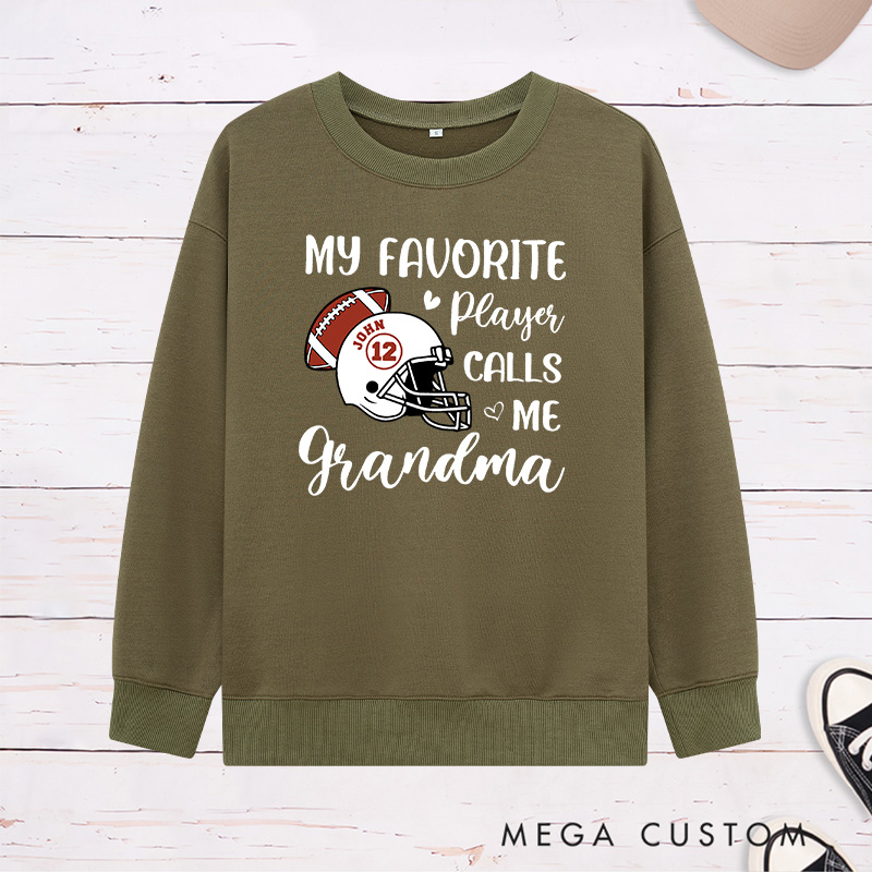 Personalized American Football Grandma Sweatshirt with Custom Name and Number
