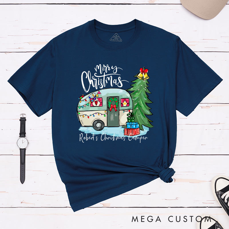 Personalized Camper Christmas T-Shirt Hiking Outdoors Lover Shirt Christmas Gift