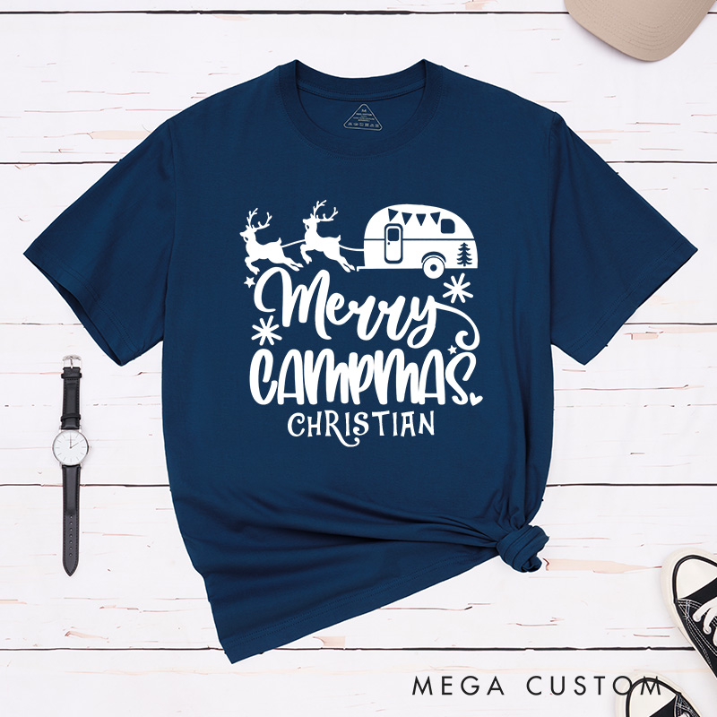 Personalized Merry Campmas T-Shirt Camping Christmas Shirt Gift for Hiking Outdoors Lover