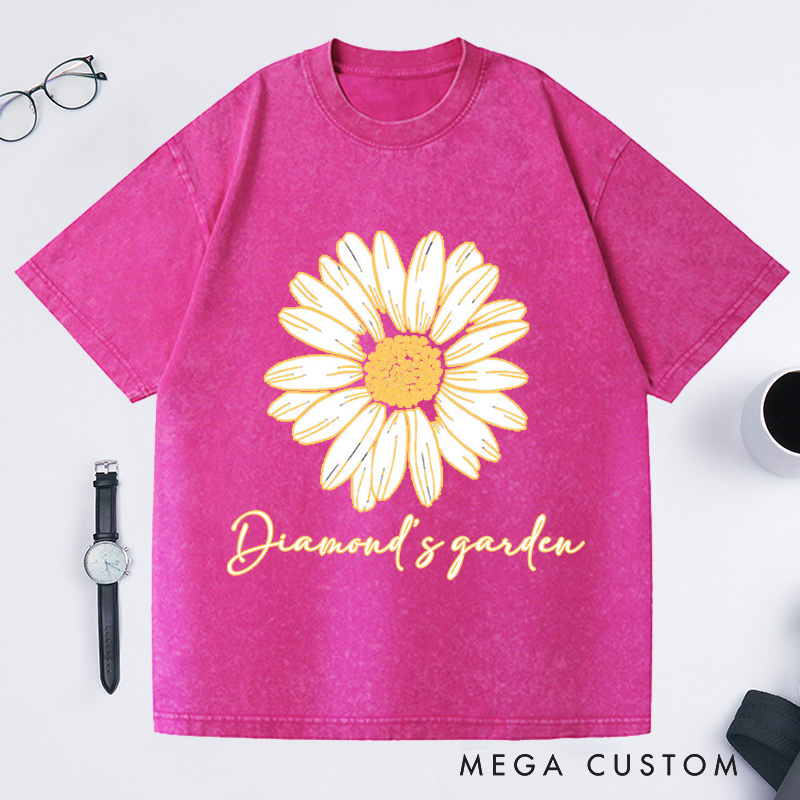 Personalized Daisy Washed T-Shirts Wildflower Shirt Floral Shirt Gift Plant Lover Gift Gardening Lover Gift Flower Tee Plant Lover Tee