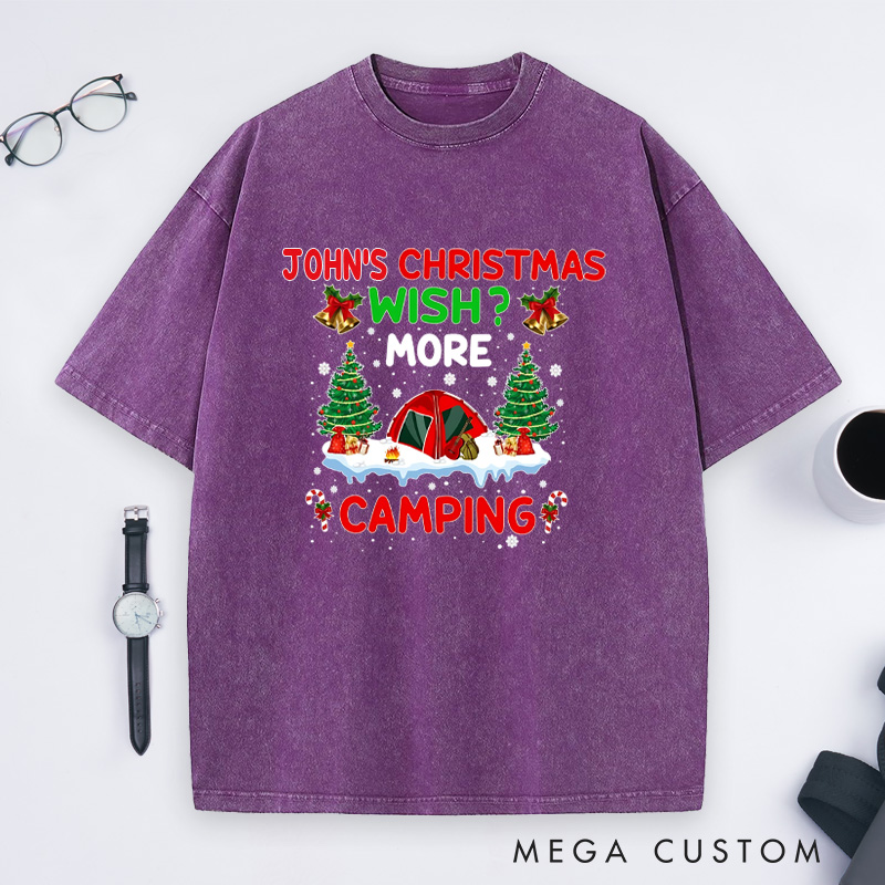 Personalized Merry Christmas Camper Washed T-Shirt Christmas Gift for Hiking Outdoors Lover 