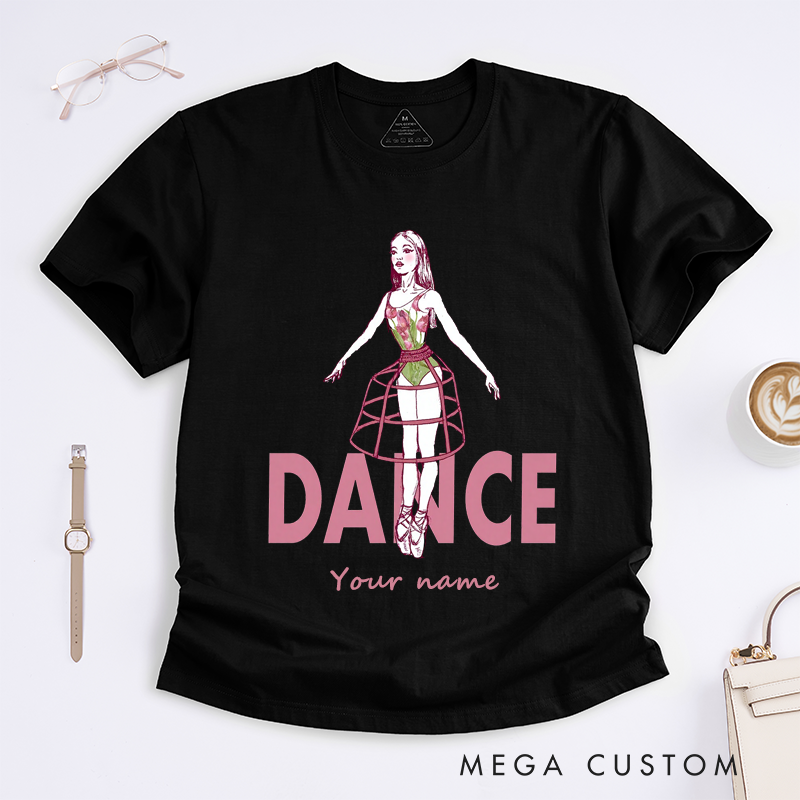 Personalized Ballet Dancer T-Shirt Unique Floral Dance Costume Sketch Gift for Women Girls Custom Ballerina Outfit Tee Artistic Ballet Lover Present