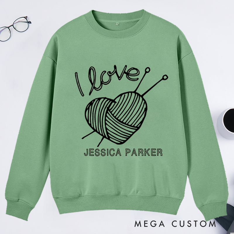 Personalized I Love Knitting Classic Sweatshirts Knitting Shirt Gifts for Knitter Grandma Shirt Knitting Lover Shirt