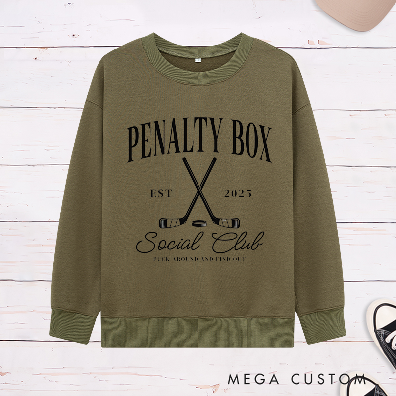 Personalized "Penalty Box Social Club" Hockey Sweatshirt with Customizable Year