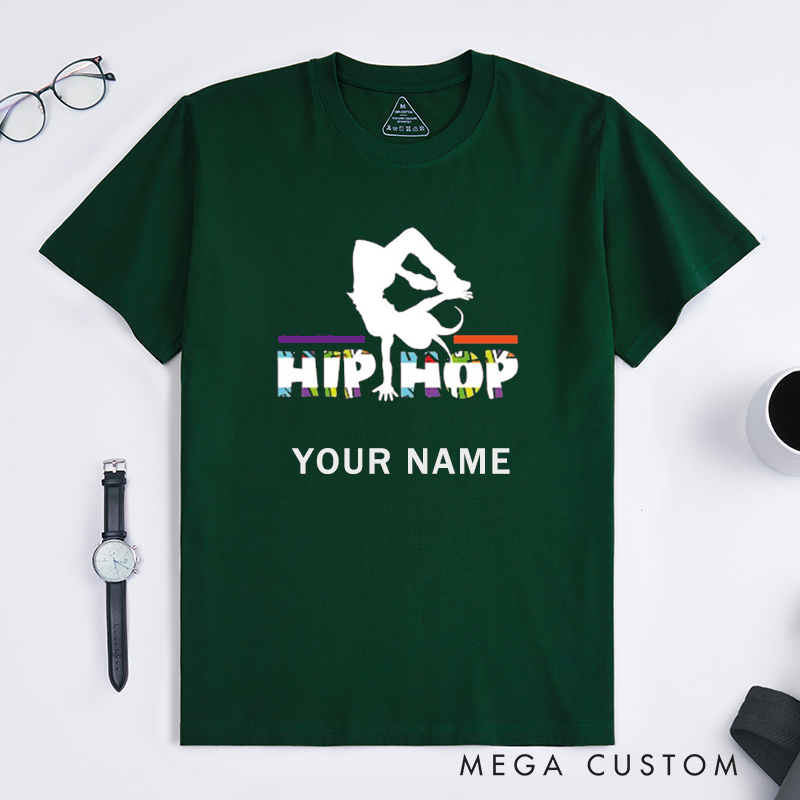 Personalized Hip Hop Dance T-Shirts for Men Custom Name Breakdancer Graphic Streetwear Gift for Dancer or Hip Hop Lover Comfortable Tee
