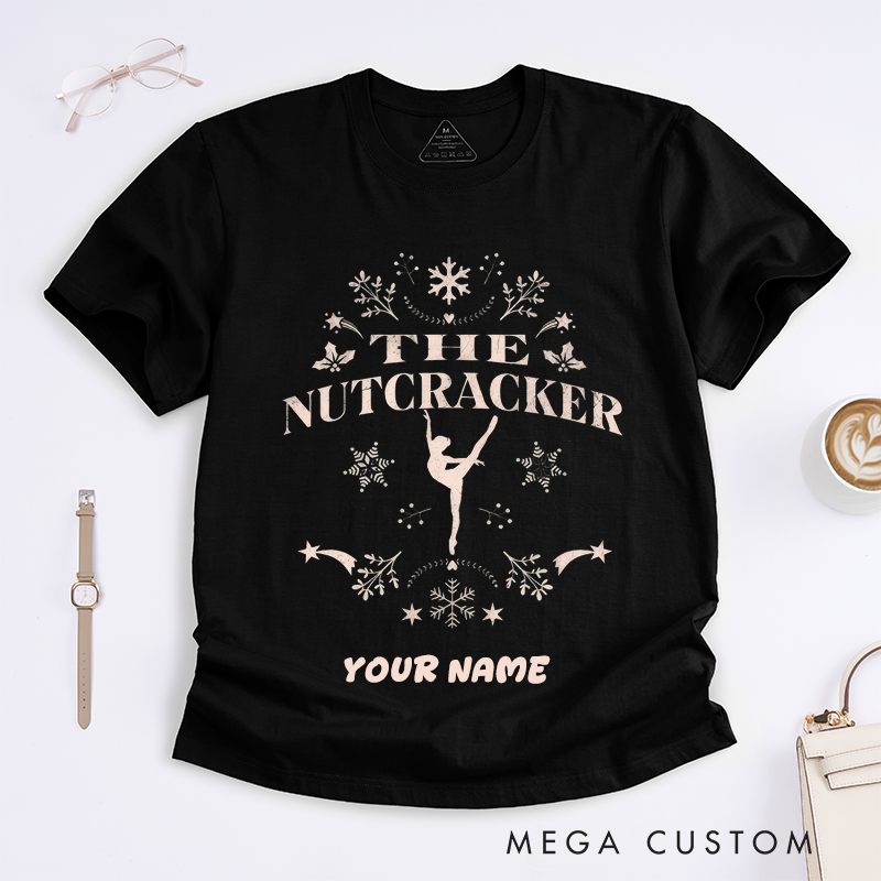 Personalized Ballet Dancer T-Shirts Women Custom Name Gift Snowflake Dance Design Vintage Ballerina Presents for Girls