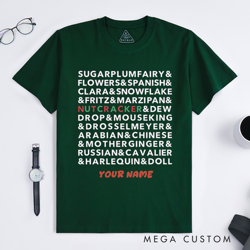 Personalized Ballet Dance Characters Unisex T-Shirts Custom Name Gift for Dancer Ballet Lover Unique Present Family Matching Outfit