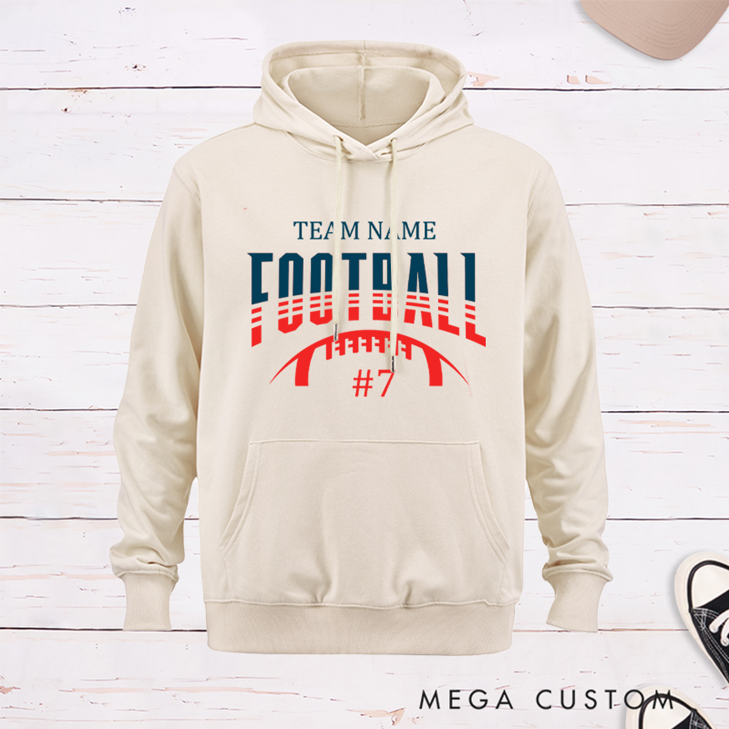 Personalized American Football Hoodie with Custom Your Team Name and Number