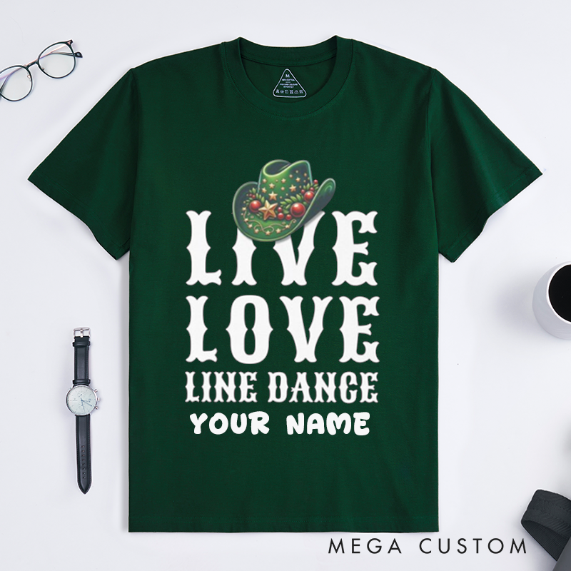 Personalized Line Dance T-Shirts Western Cowboy Hat Theme Perfect Gift for Men Unique Country Dance Lover Tee Custom Name Present for Dancers