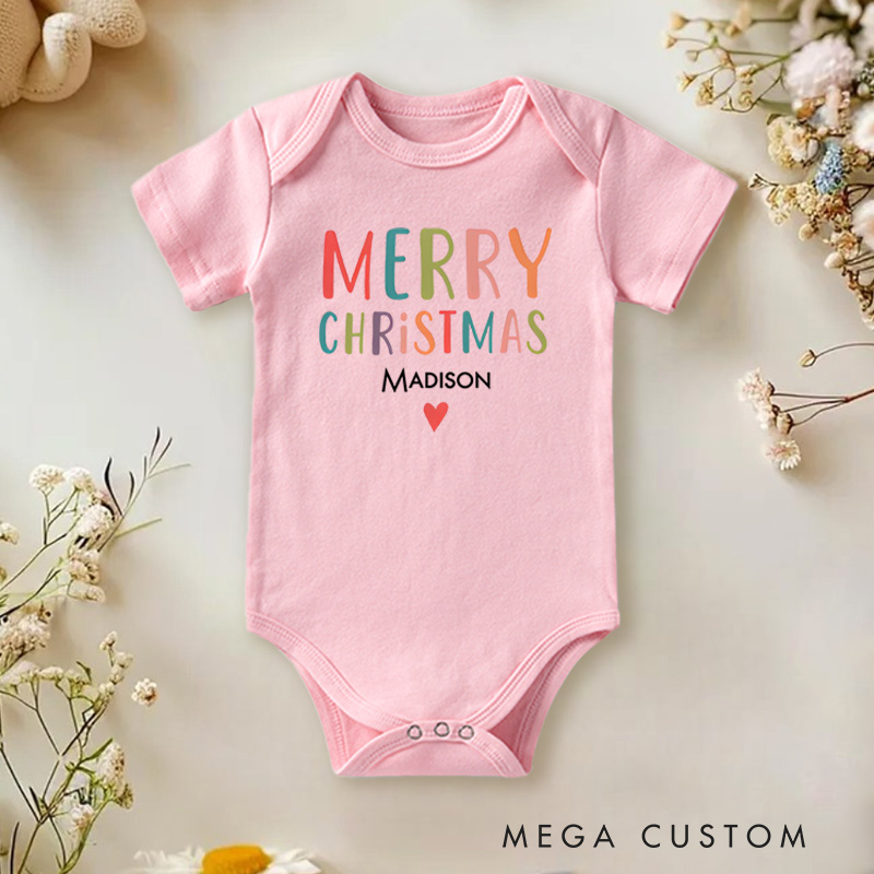 Personalized Merry Christmas Baby Onesie Perfect for Adding Festive Cheer to Holiday Celebrations Baby Onesie