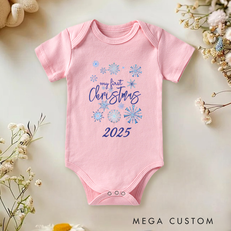 Personalized My First Christmas Snowflakes Baby Onesie Perfect for Cherishing a Baby’s Holiday Moment Baby Onesie