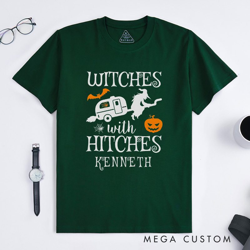 Personalized Witches with Hitches T-Shirt Campers Life Lovers Shirt Spooky Pumpkin Shirt Halloween Gift Adventure Outdoor