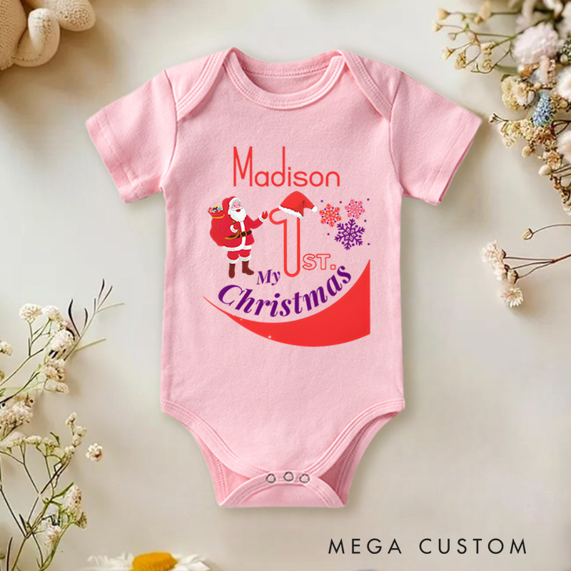 Personalized My First Christmas Santa Baby Onesie Perfect for Marking a Baby’s Holiday Milestone Baby Onesie