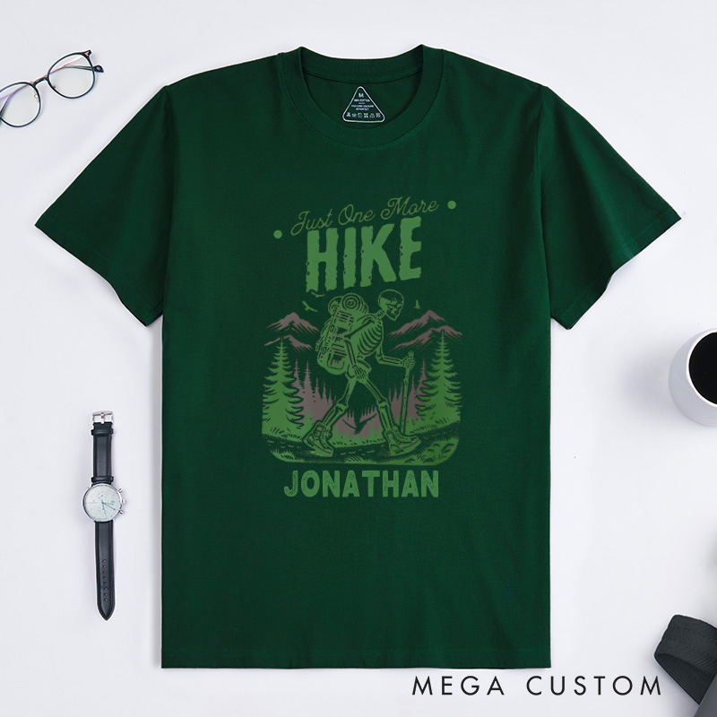 Personalized Just One More Hike T-Shirt Skeleton Adventure T-Shirt Halloween Gift for Outdoor Hiking