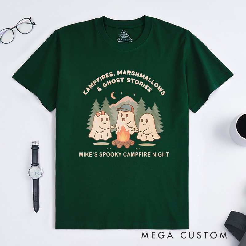 Personalized Campfires Marshmallows Ghost Stories T-Shirt Halloween Outdoor Camping T-Shirt Halloween Gift