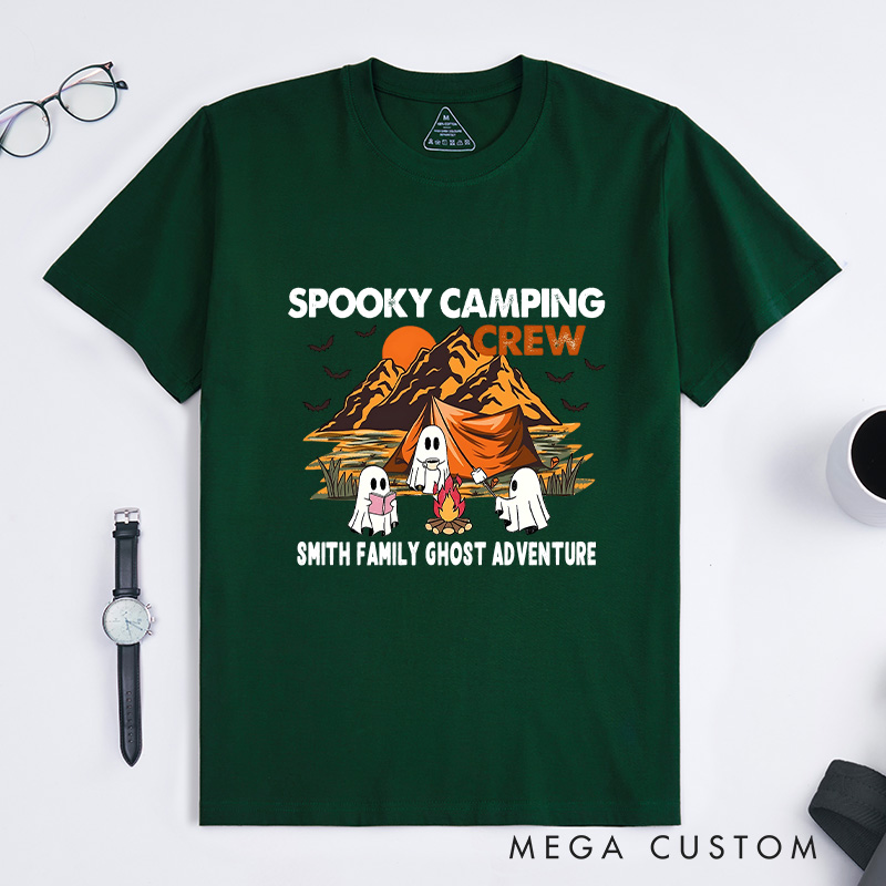 Personalized Spooky Camping Crew T-Shirt Ghostly Adventures T-Shirt Halloween Gift for Hiking Outdoors