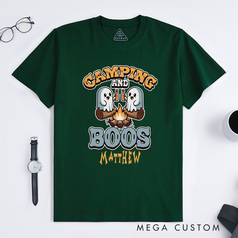 Personalized Camping and Boos T-Shirt Halloween Camping Hiking Lovers T-Shirt Halloween Gift