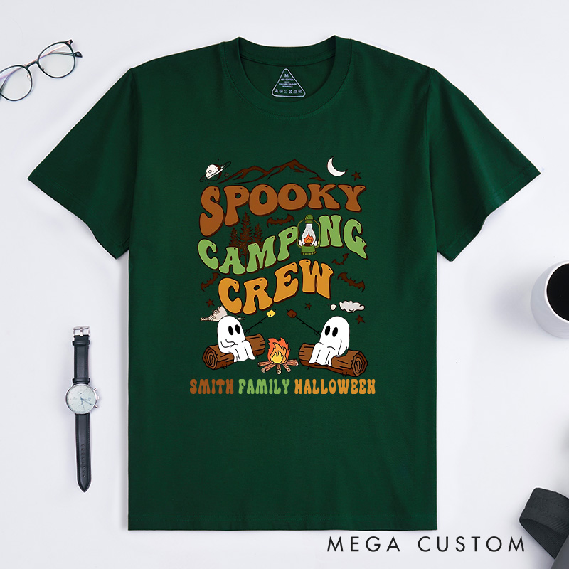 Personalized Spooky Camping Crew T-Shirt a Haunted Campfire Adventure T-Shirt Halloween Gift Outdoor Lover