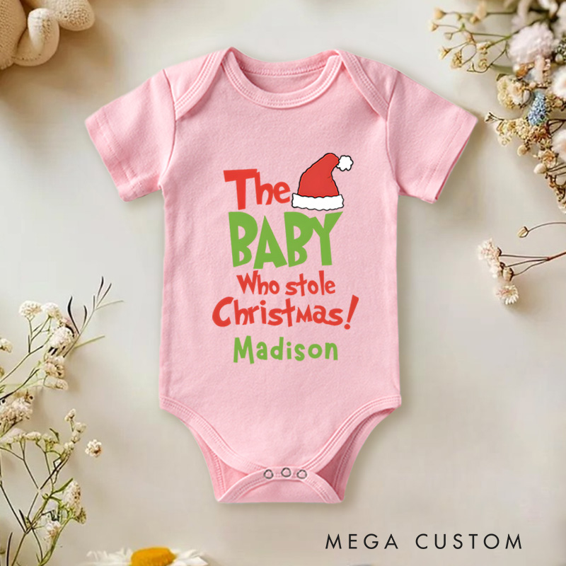 Personalized The Baby Who Stole Christmas Baby Onesie Perfect for Adding Humor to Holiday Outfits Baby Onesie
